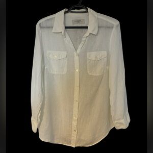 Weekend Max Mara Linen Utility Safari Shirt White Button Down Medium